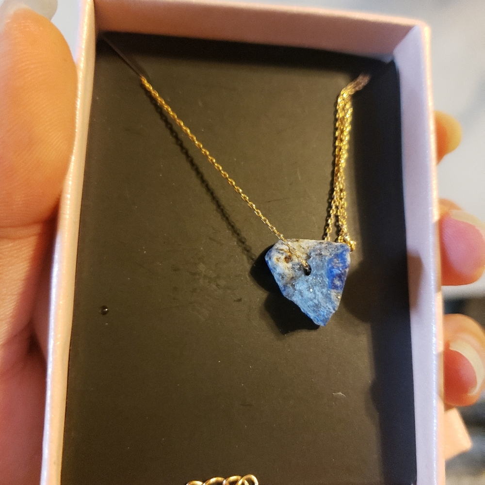 Real authentic lapis lazuli crystal gem necklace